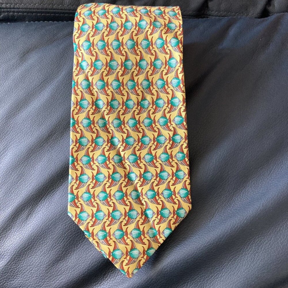 Jonelle Fish Print Silk Wide Tie Necktie